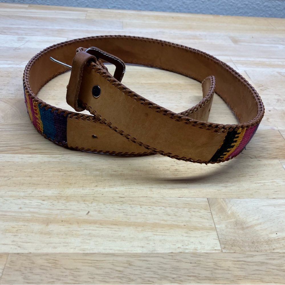 Vintage Tribal Brown Leather Belt